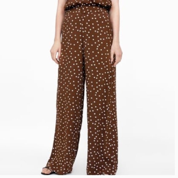 ZARA Brown Polka Dot Viscose Flowy Pants - Picture 2 of 11